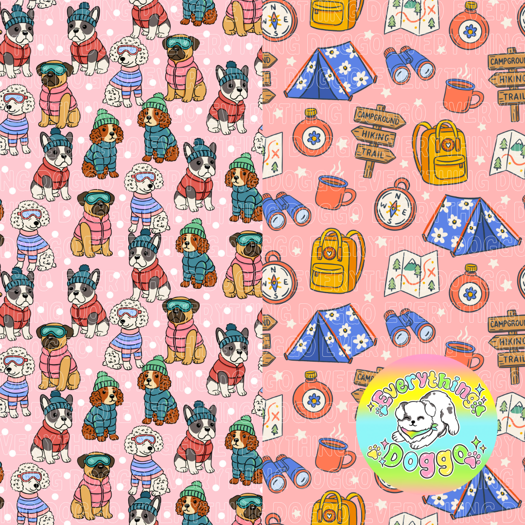 Winter Pups (Pink) - Bandana (Reversible)