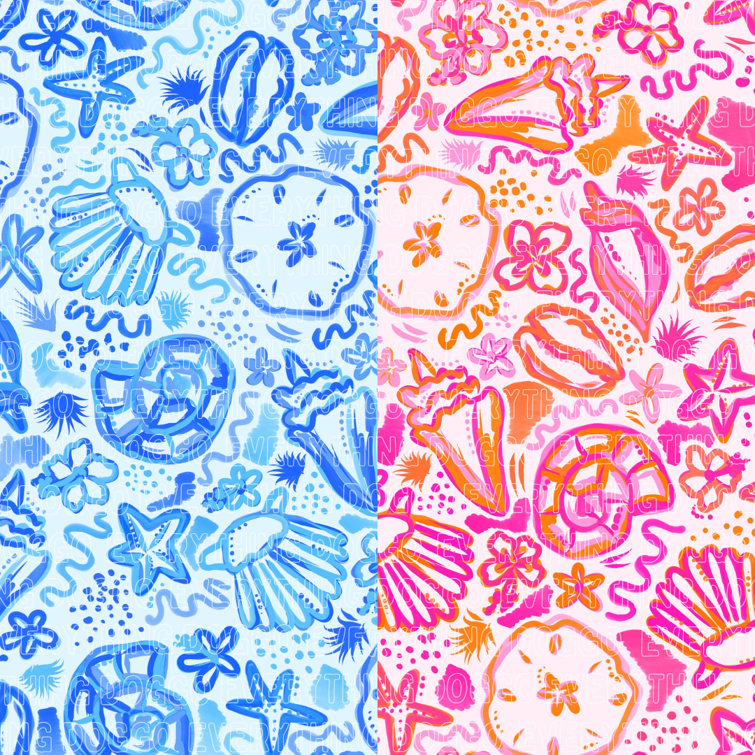 Watercolor Seashells - Active Snap On Bandana (Reversible)