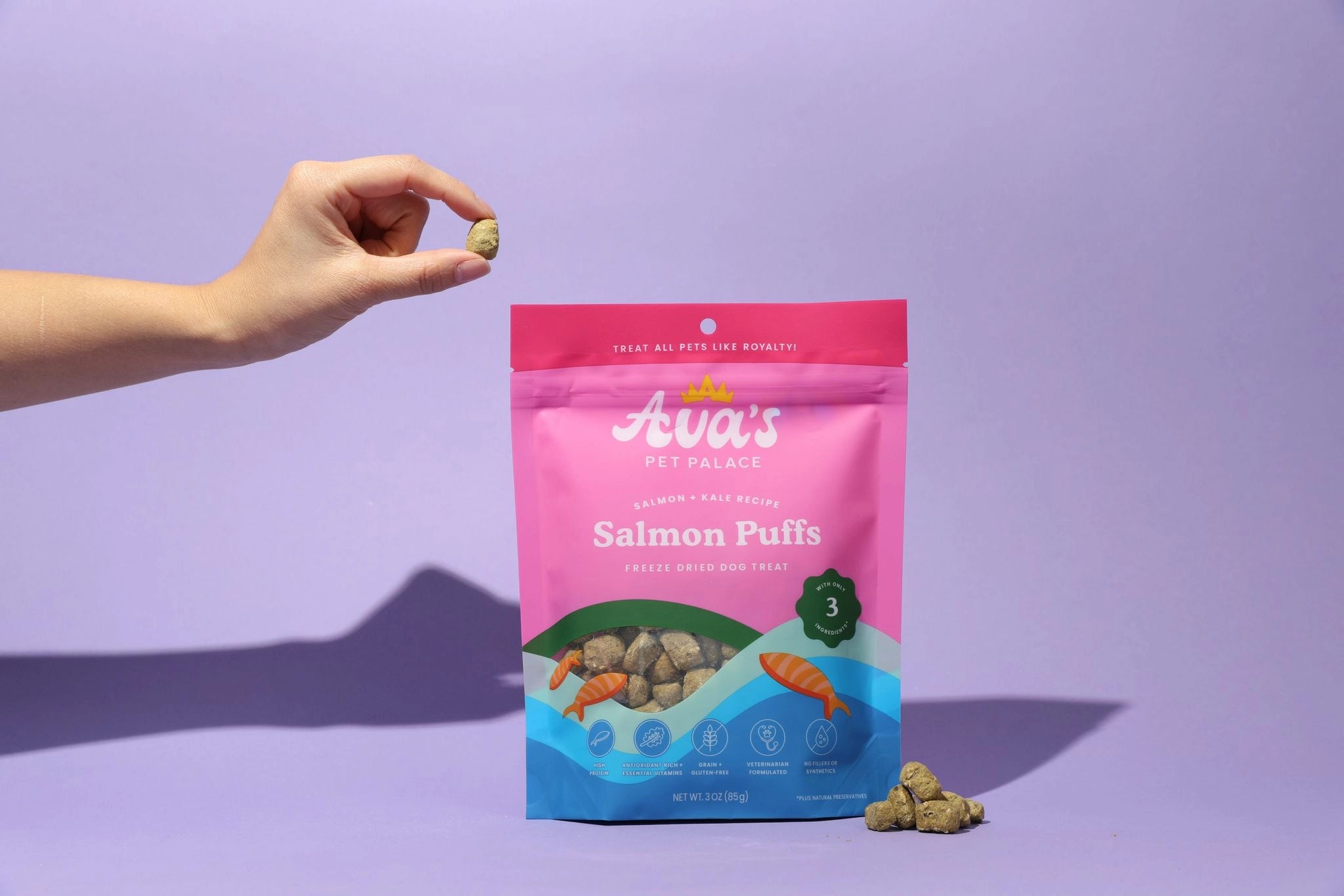 Ava's Pet Place Salmon Puffs - Freeze Dried Dog Treats