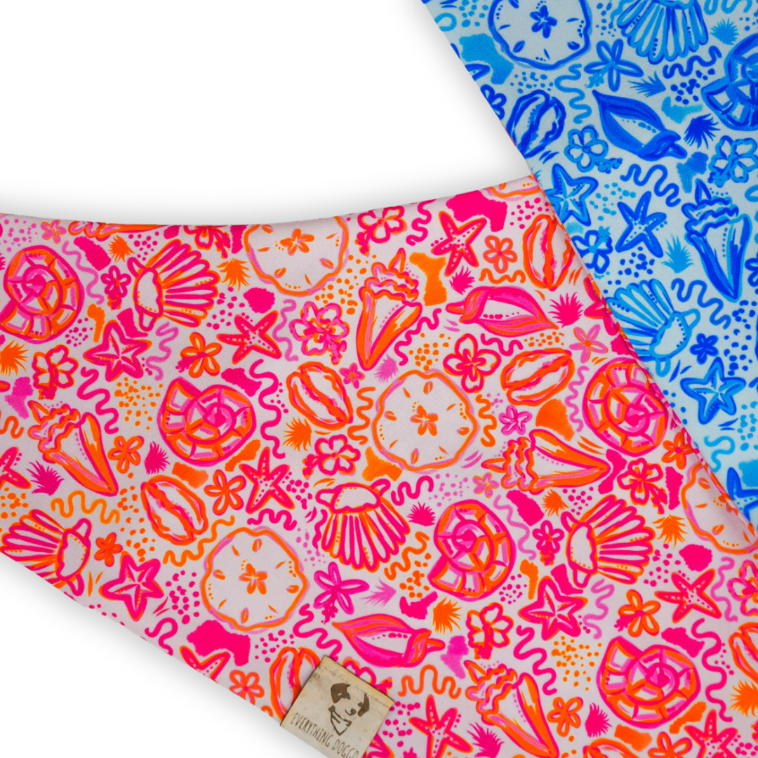 Watercolor Seashells - Active Snap On Bandana (Reversible)