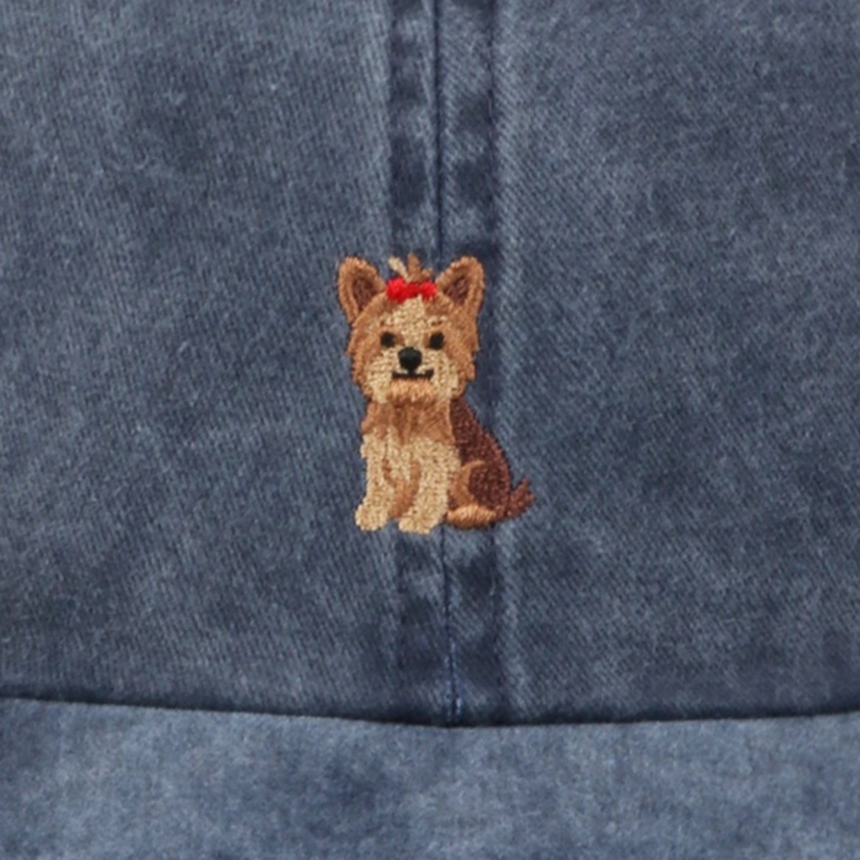 Yorkie Embroidered Navy Baseball Cap