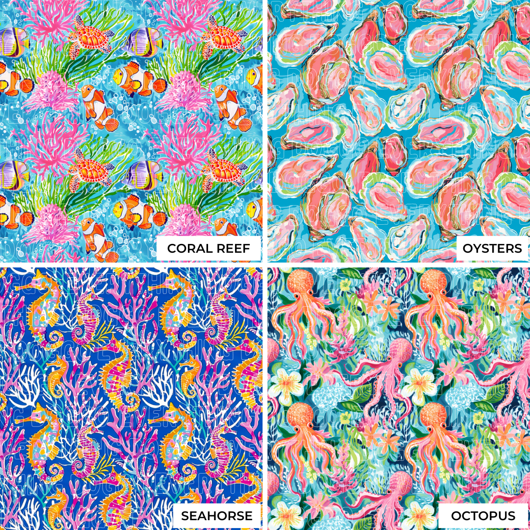 Preppy Ocean Life -  Bandana (Custom Reversible)