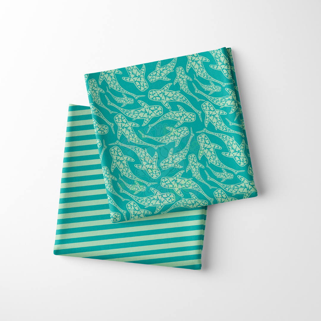 Teal Sharks - Active Snap On Bandana (Reversible)