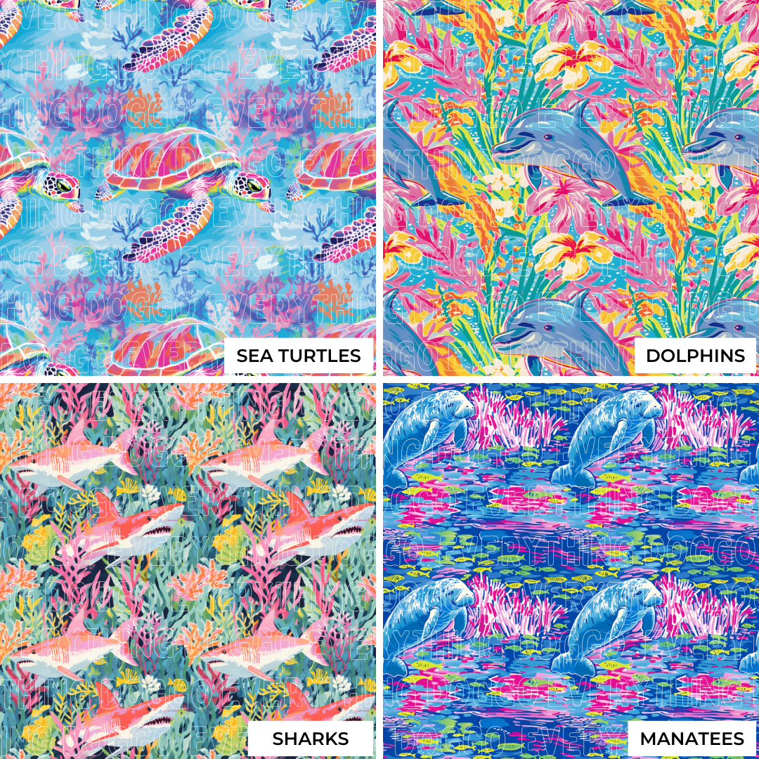 Preppy Ocean Life - Bandana (Custom Reversible)