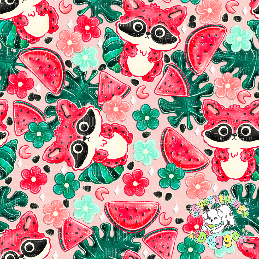 Watermelon Racoons - Bandana (Reversible)