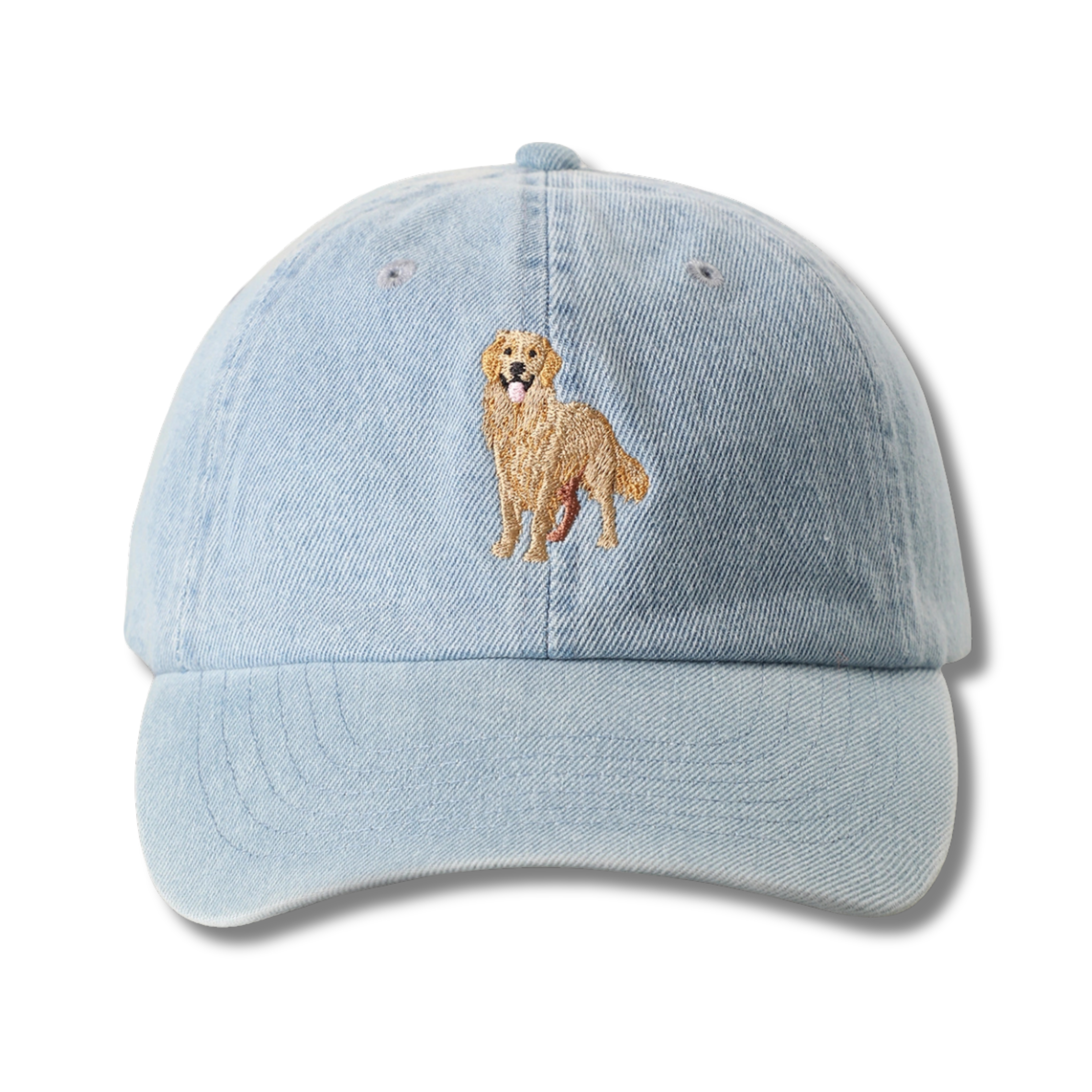 Golden Retriever Embroidered Baseball Hat, Denim Cap