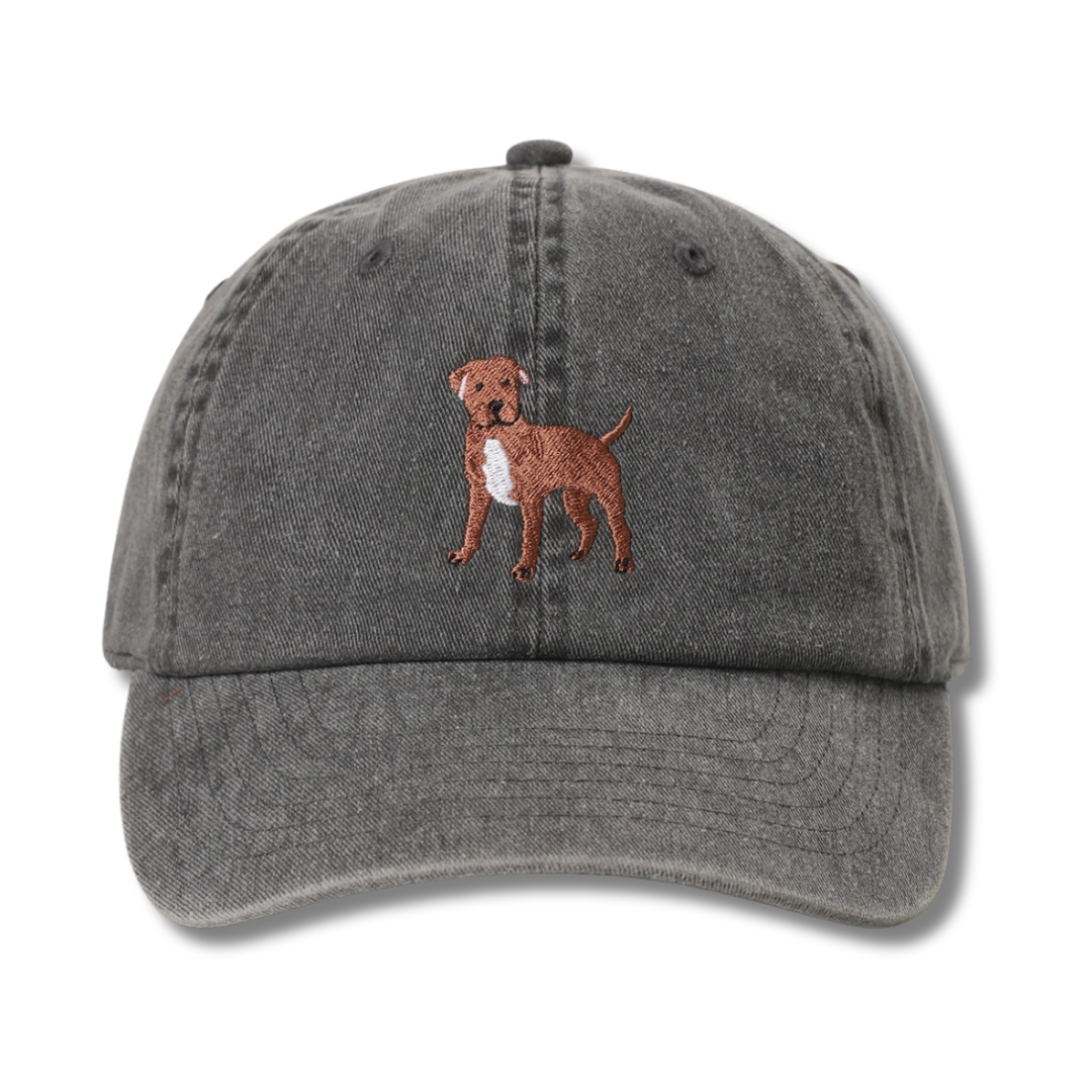 Brown Pit Bull Terrier Dog Embroidered Cotton Baseball Cap