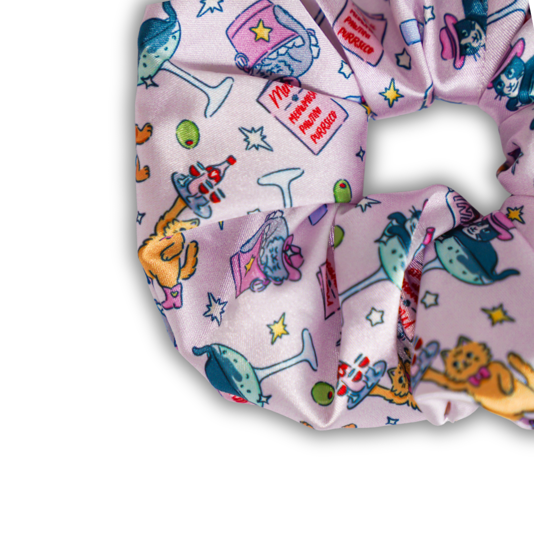 Meowtini Lounge - Satin Scrunchie