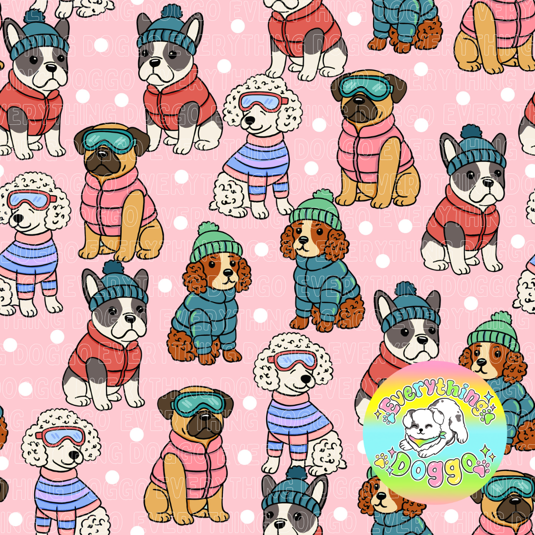 Winter Pups (Pink) - Bandana (Reversible)