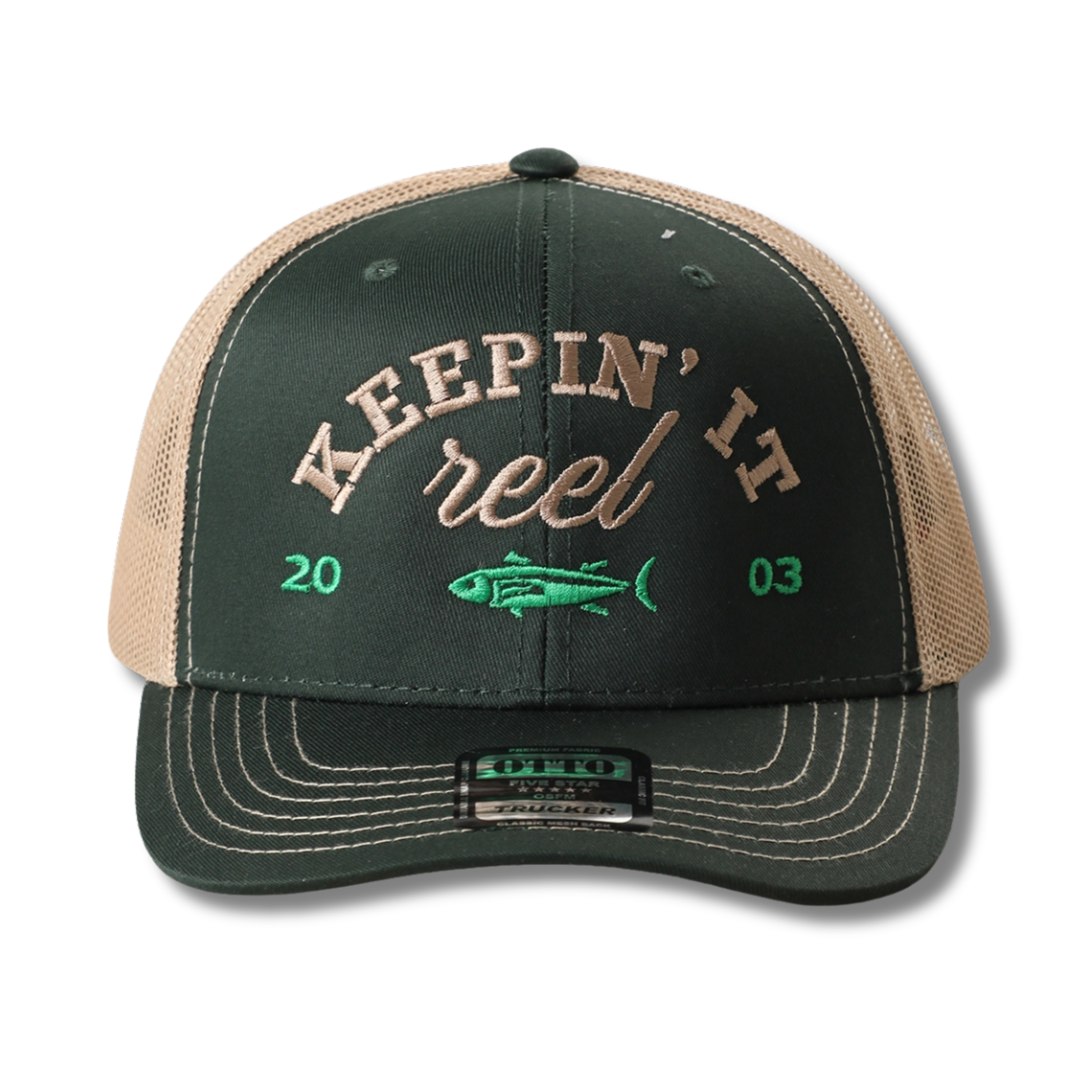 Keepin' It Reel Embroidered Mid Profile Trucker Hat, Fishing