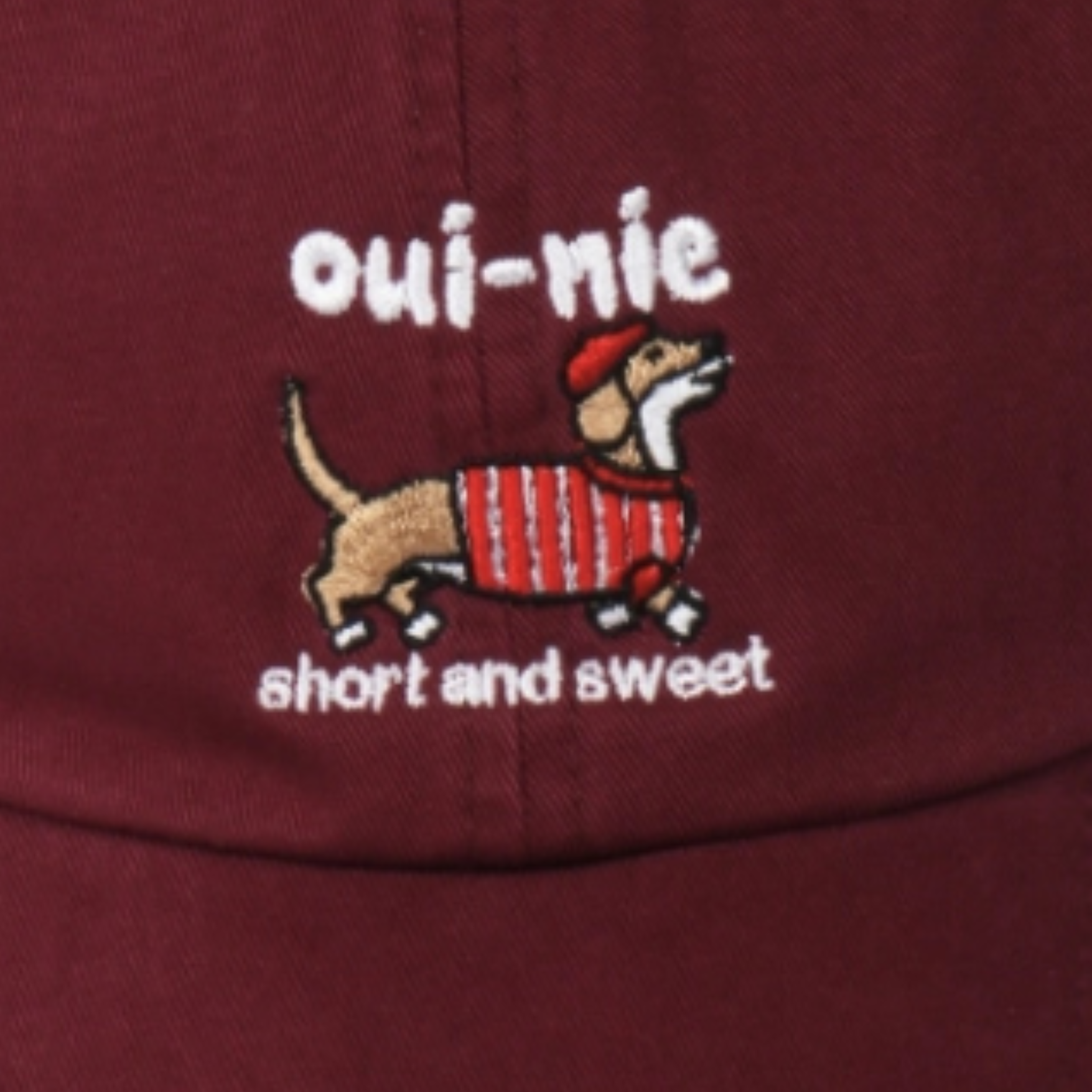 Oui-Nie Embroidered Burgundy Baseball Cap