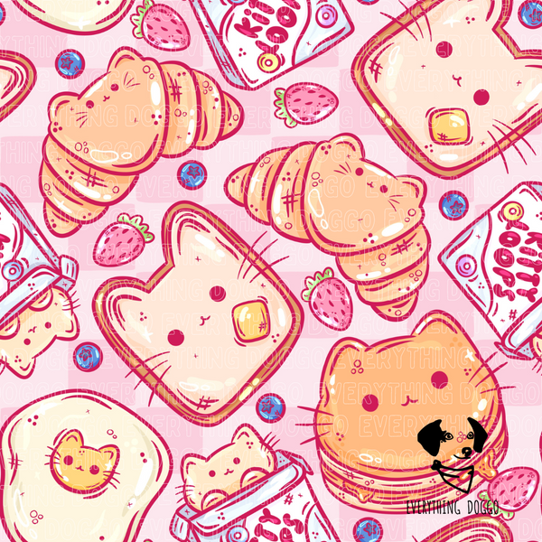 Kitty Breakfast (Pink Checkers) - Bandana
