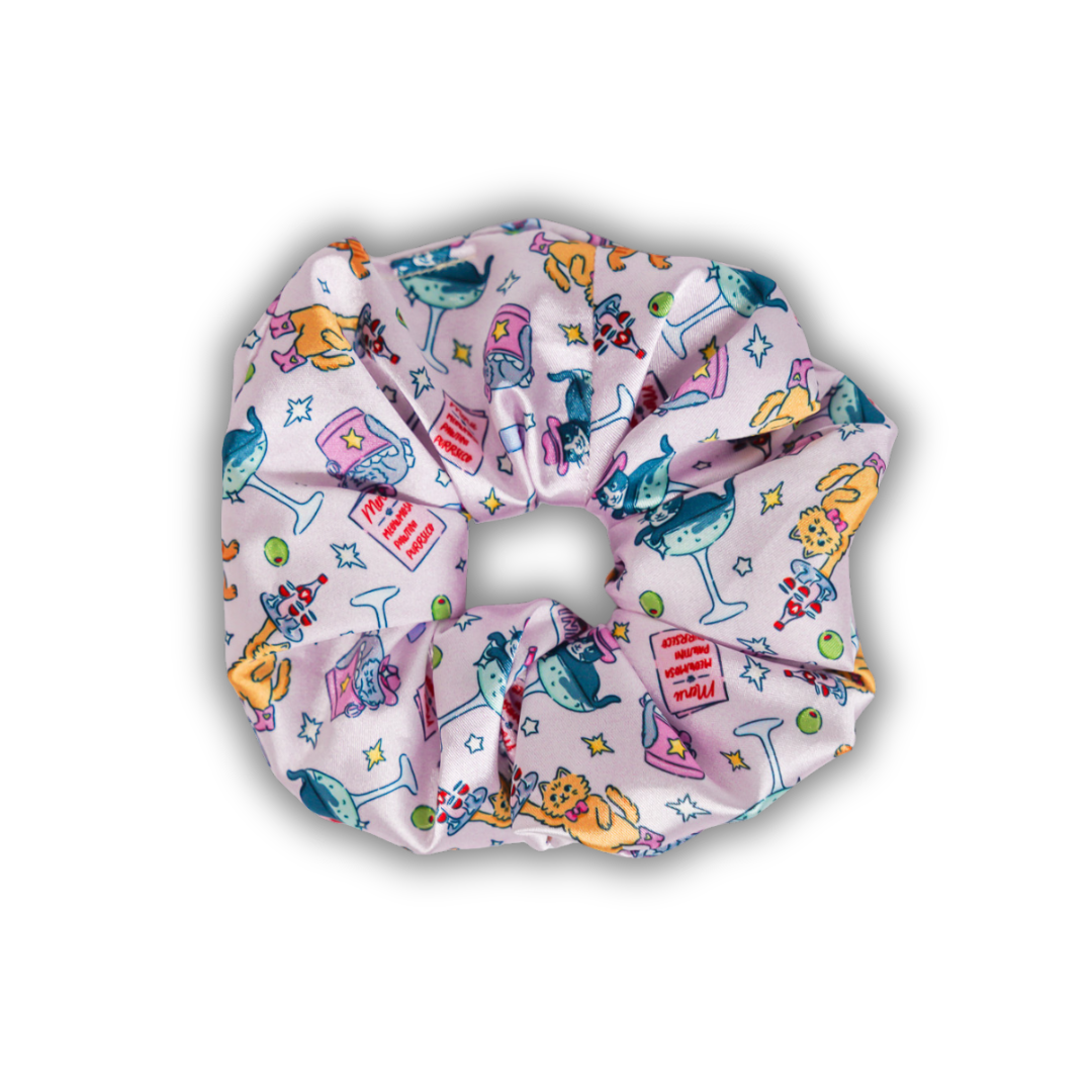 Meowtini Lounge - Satin Scrunchie