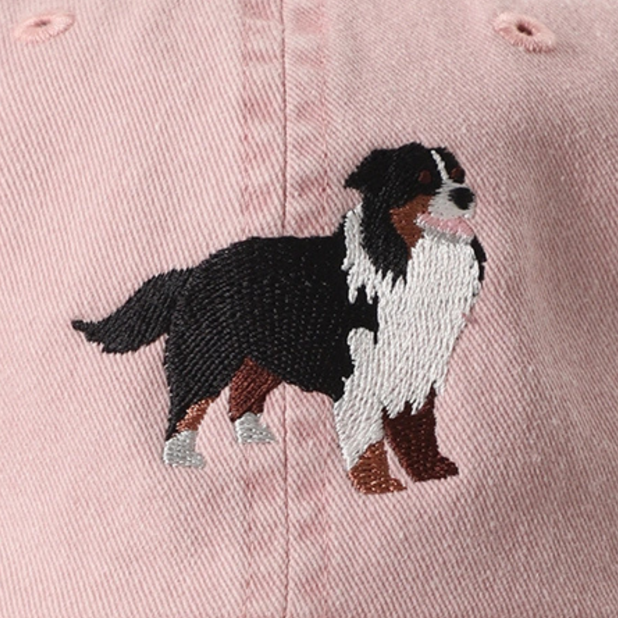 Bernese Mountain Dog Embroidered Pink Cotton Baseball Cap
