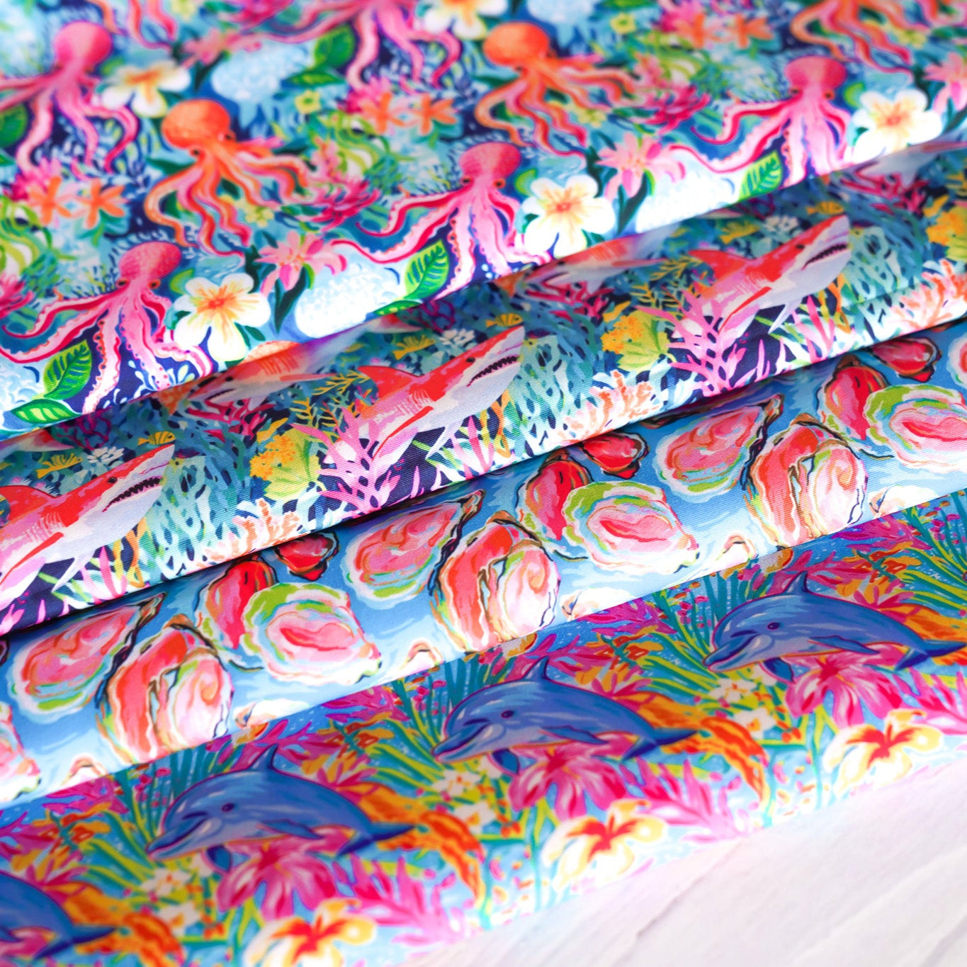 Preppy Ocean Life -  Bandana (Custom Reversible)