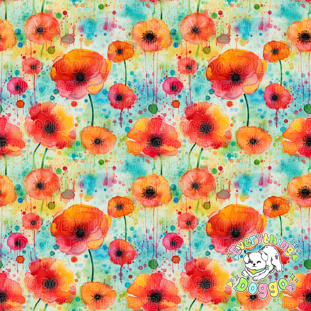 Watercolor Poppies - Bandana