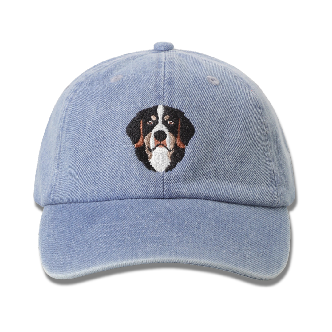 Bernese Mountain Dog Embroidered Denim Baseball Cap