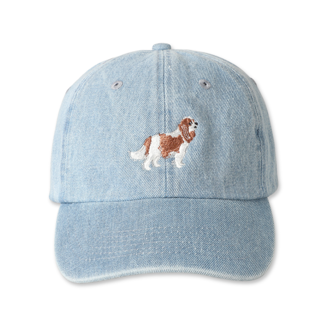 Cavalier King Charles Dog Embroidered Denim Baseball Cap