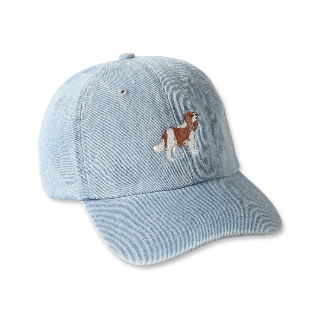Cavalier King Charles Dog Embroidered Denim Baseball Cap