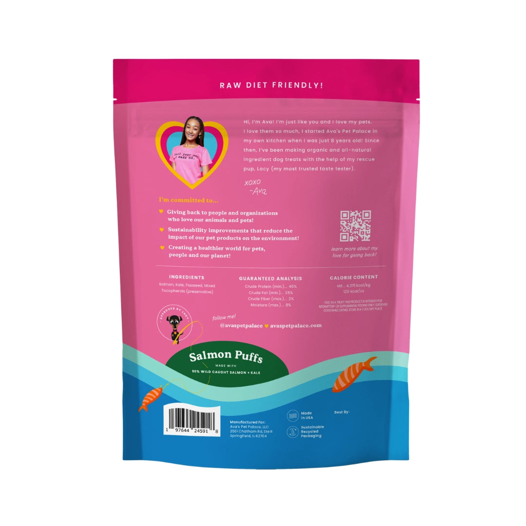 Ava's Pet Place Salmon Puffs - Freeze Dried Dog Treats