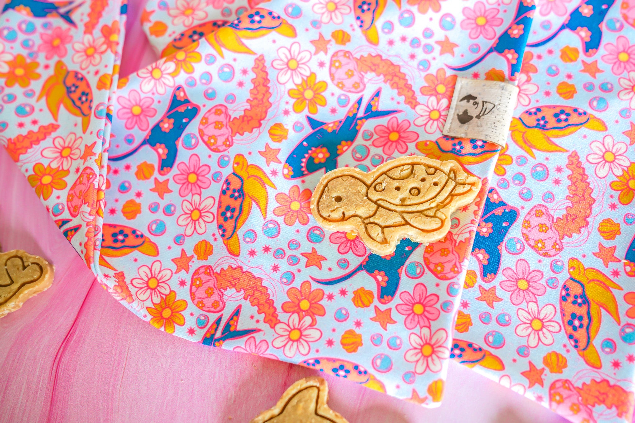 Floral Sea Animals - Active Snap On Bandana