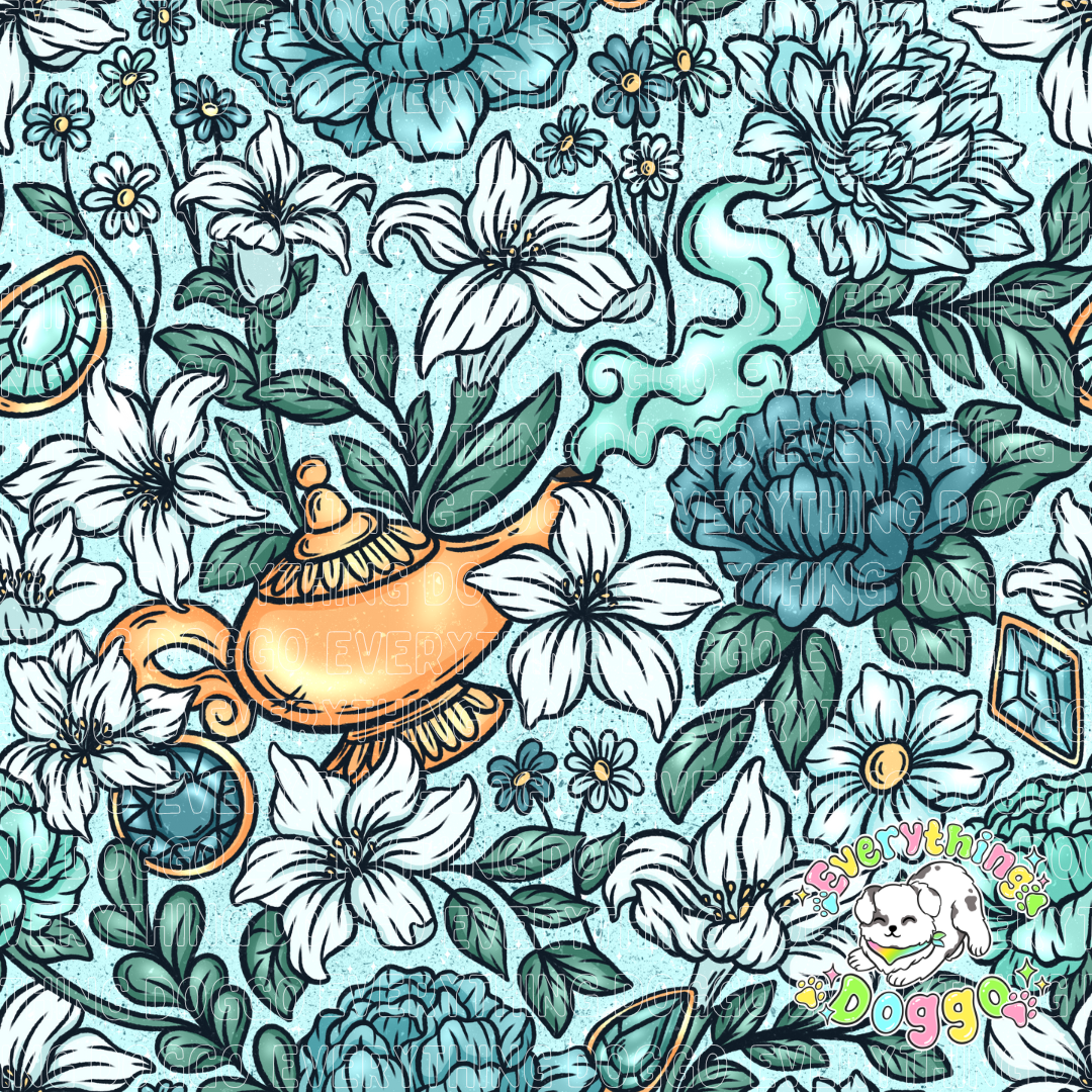 Genie Floral (Teal) - Bandana