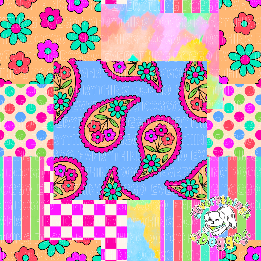 Neon Paisley Patchwork - Bandana