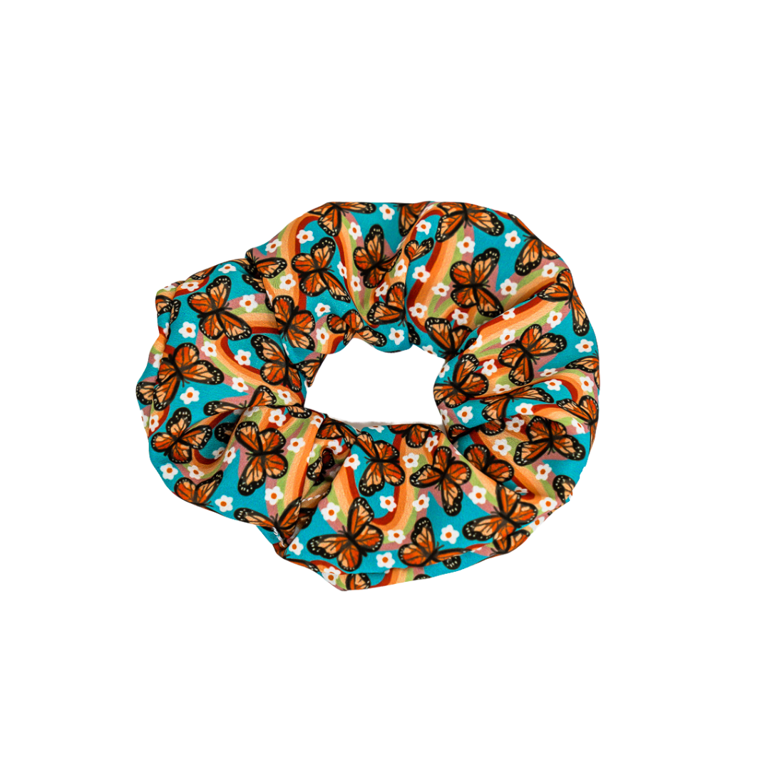 Rainbow Butterfly - Crepe De Chine Scrunchie