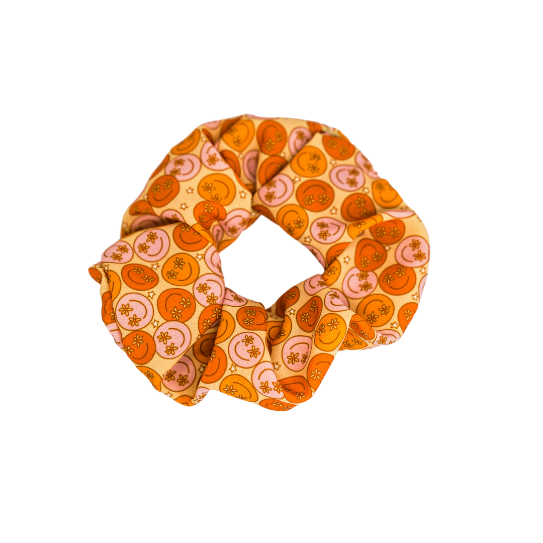 70s Smilies - Crepe De Chine Scrunchie