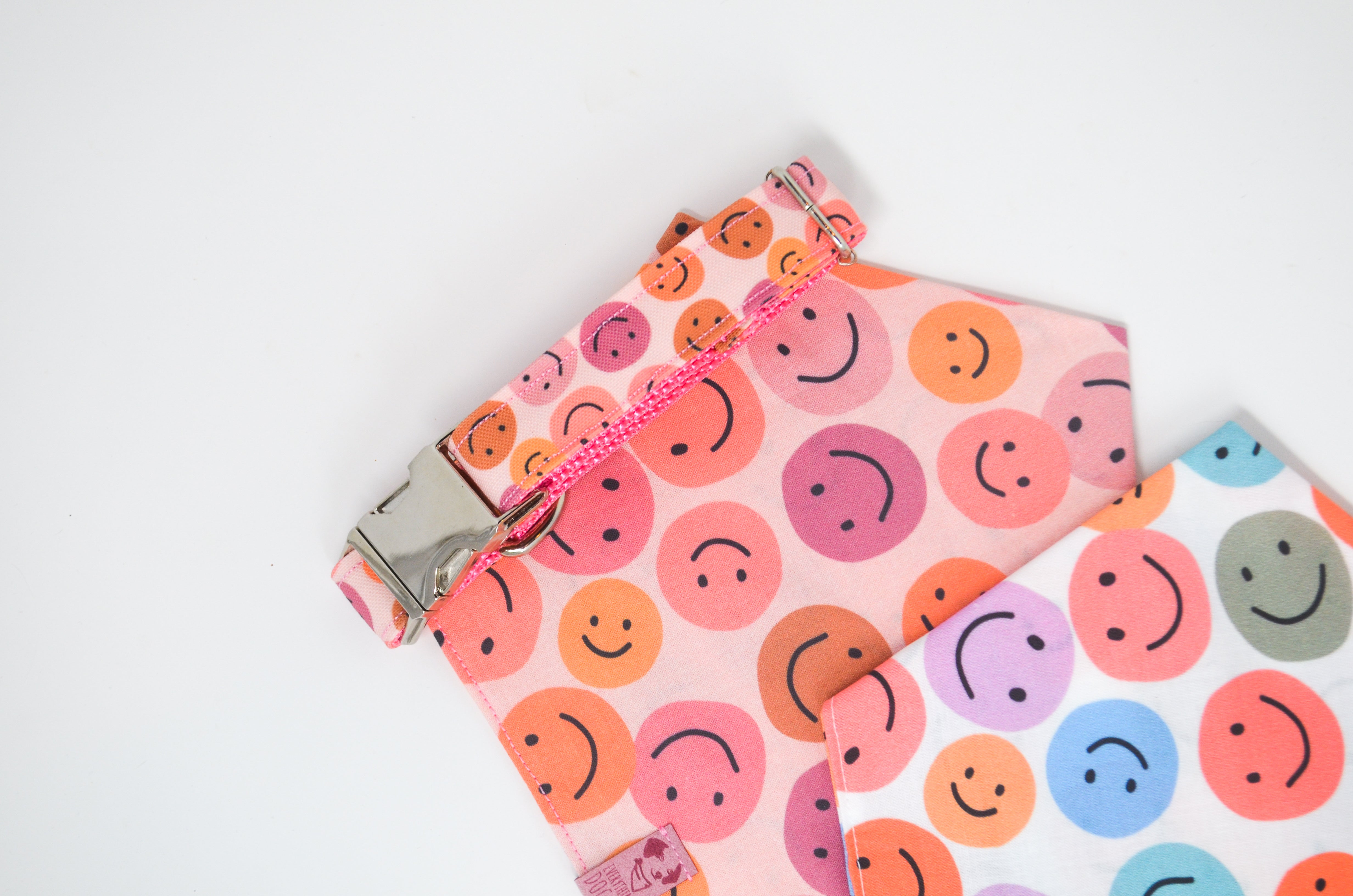 Be Happy (Pink) Eco Canvas Dog Collar