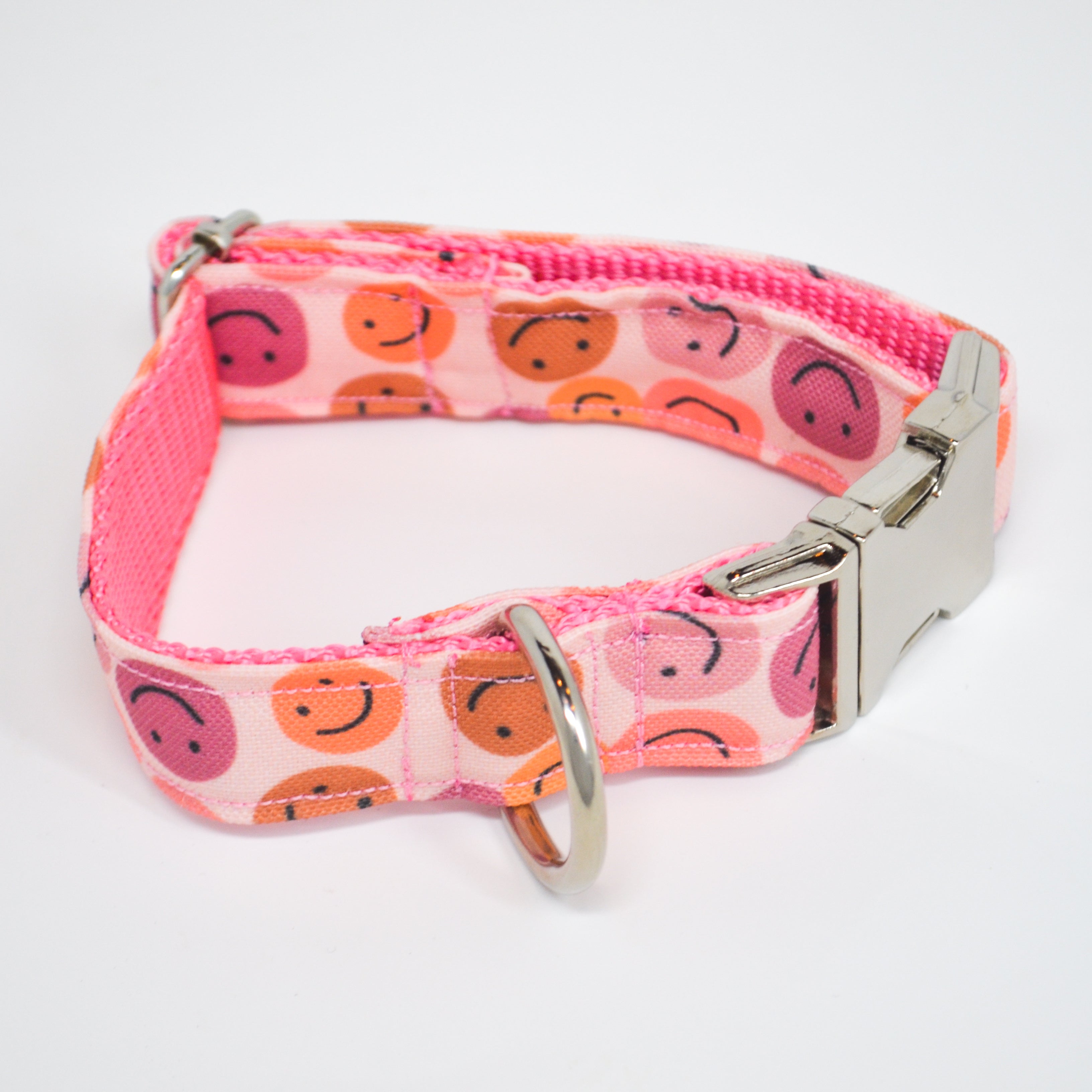 Be Happy (Pink) Eco Canvas Dog Collar