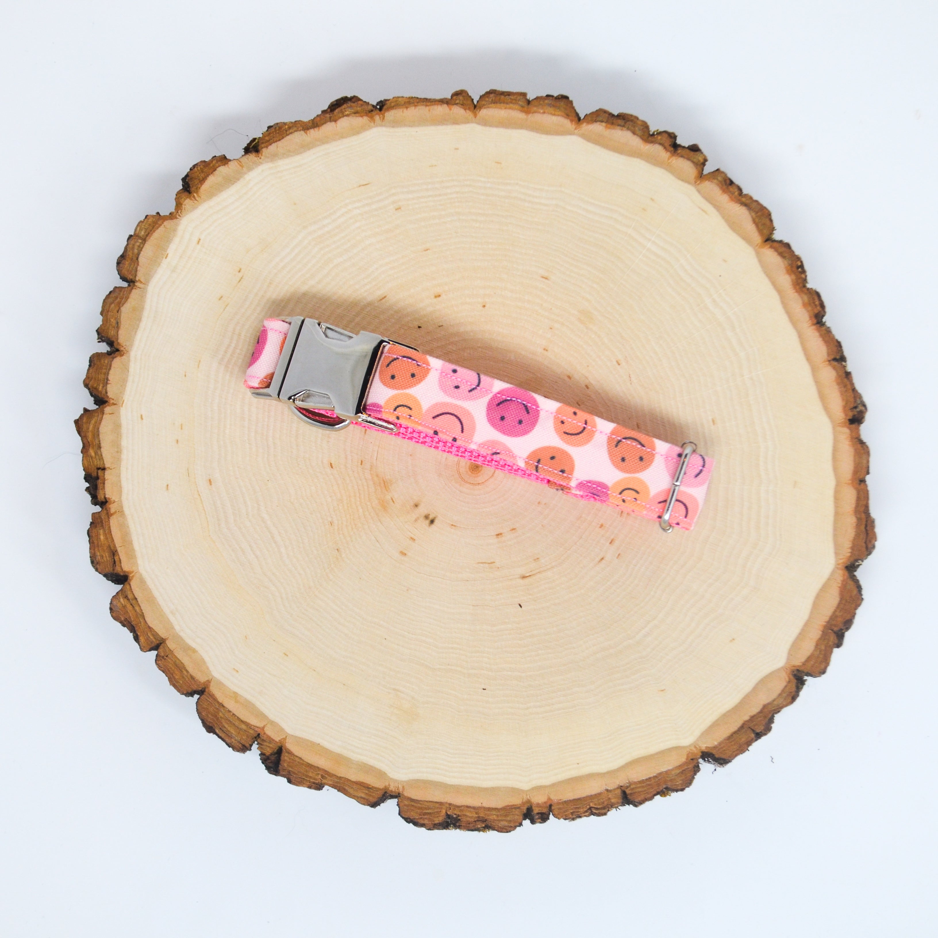 Be Happy (Pink) Eco Canvas Dog Collar