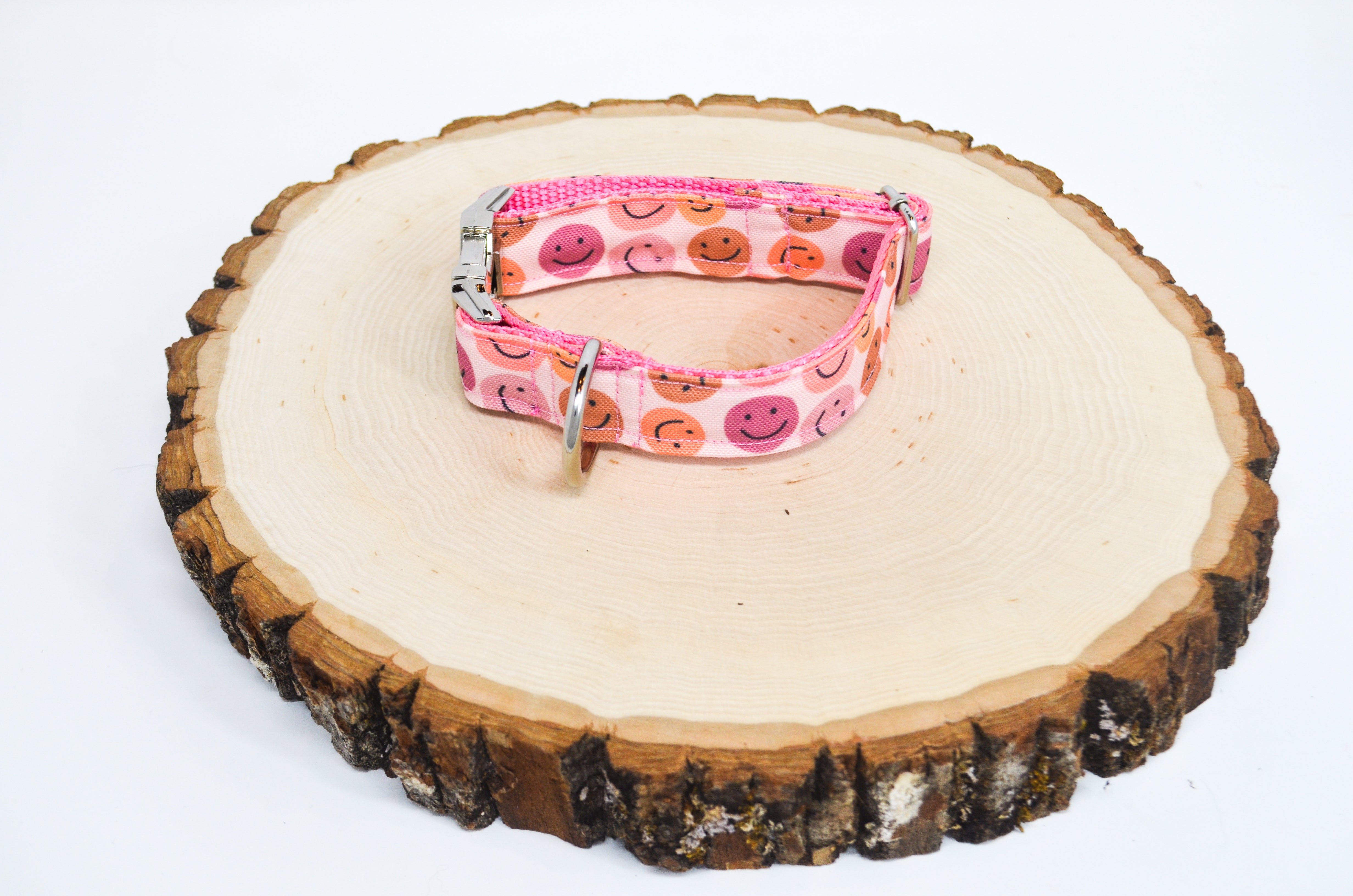 Be Happy (Pink) Eco Canvas Dog Collar