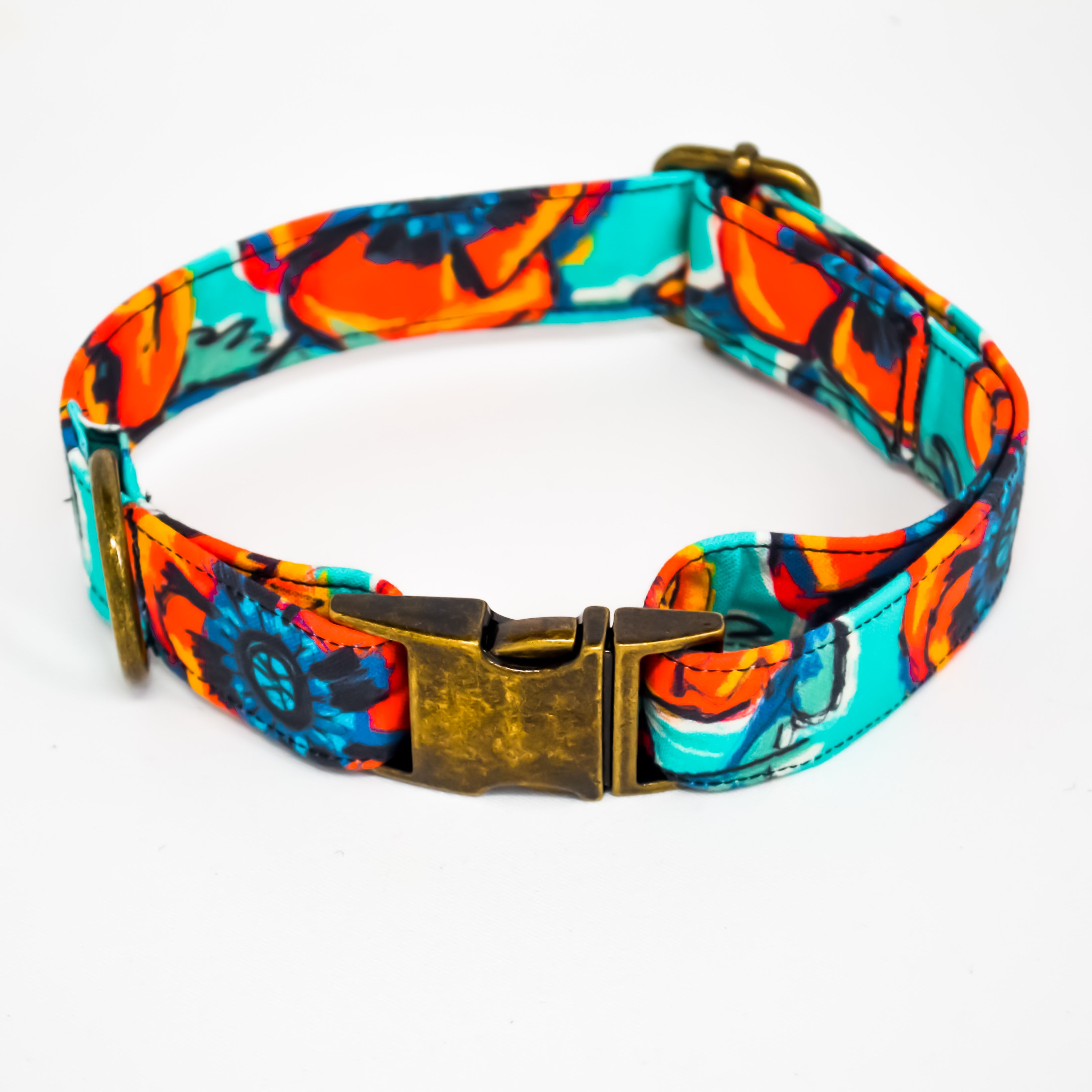 Abstract Poppy Cotton Dog Collar