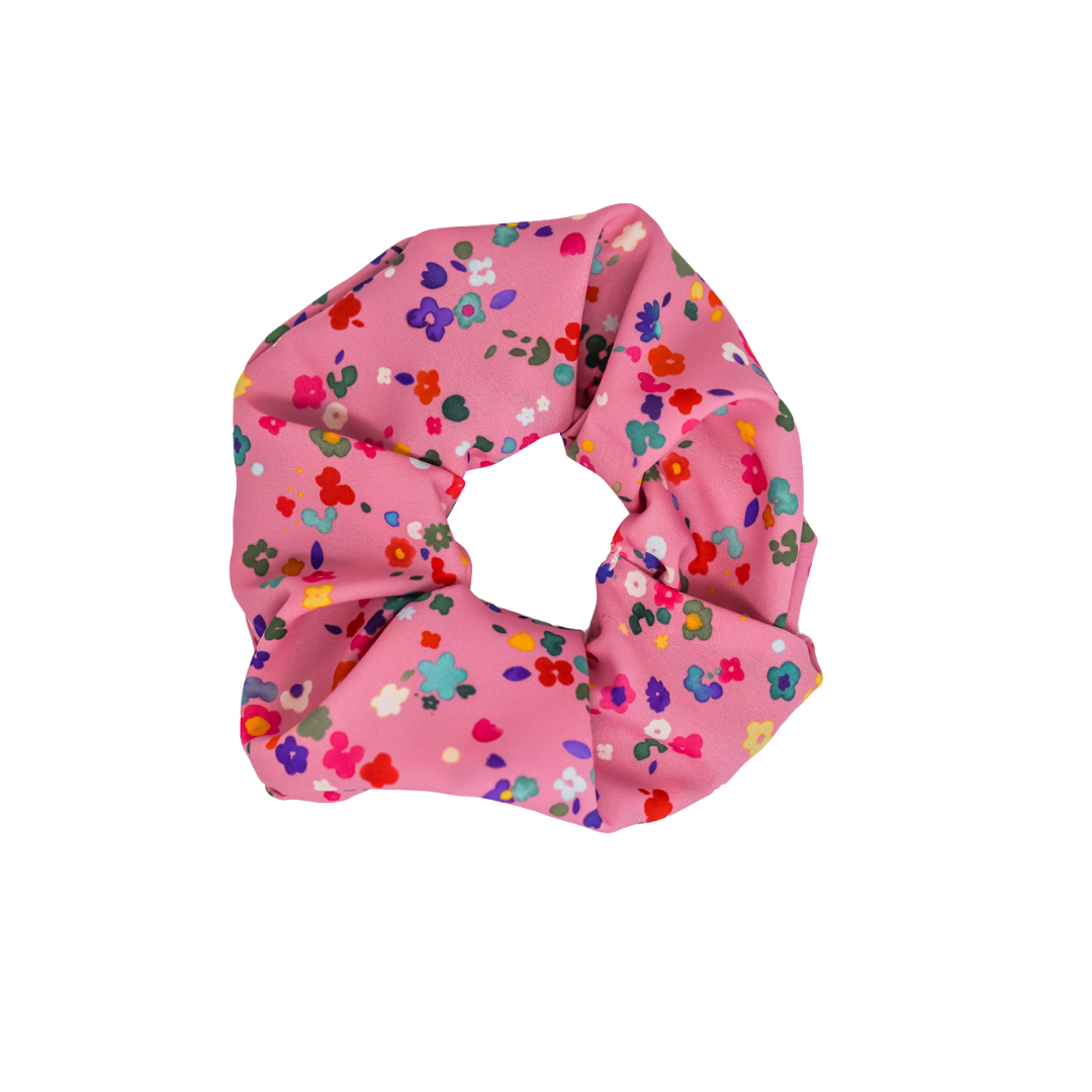Ditsy Floral (Pink) - Crepe De Chine Scrunchie