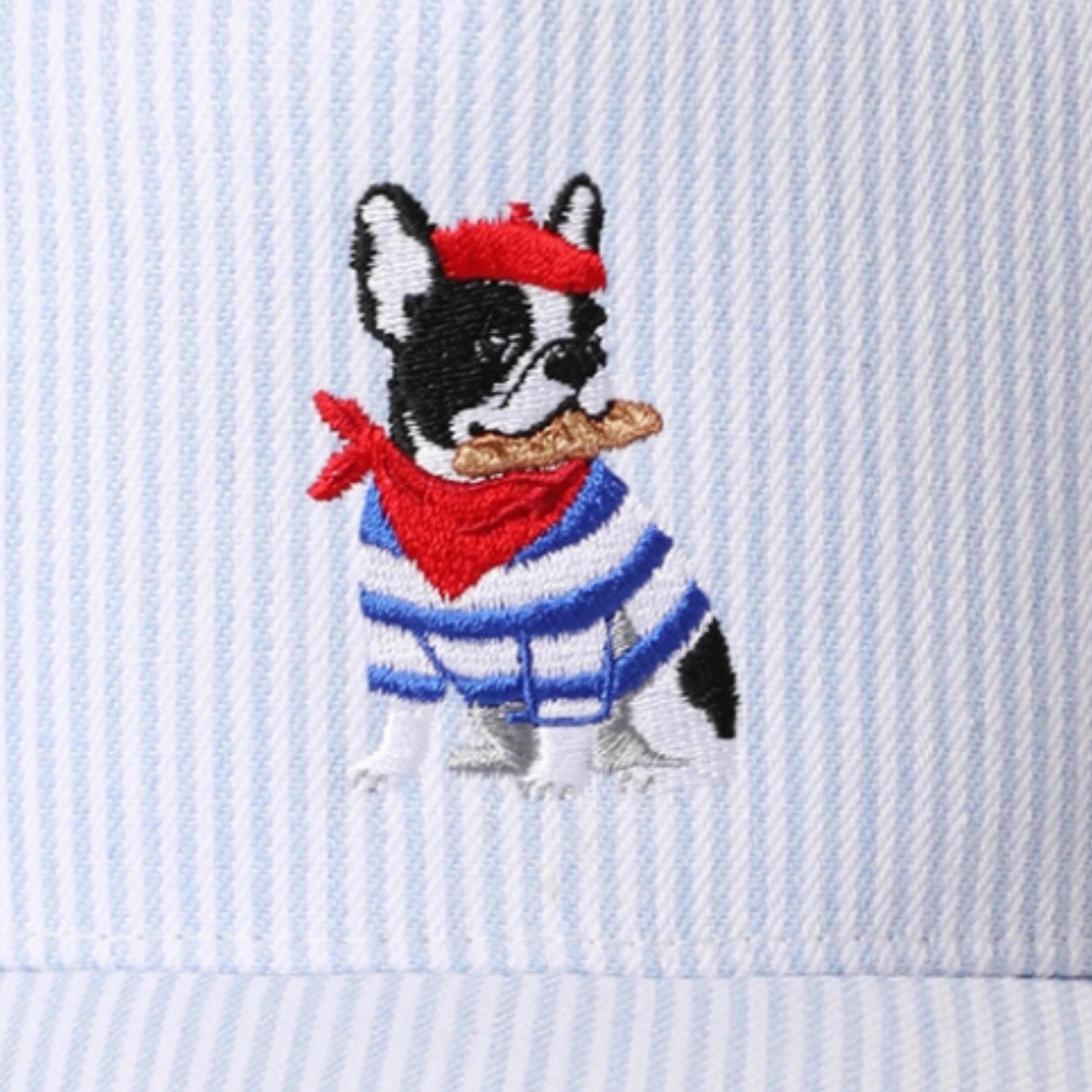 French Bulldog Embroidered Cap, Seersucker Trucker Hat