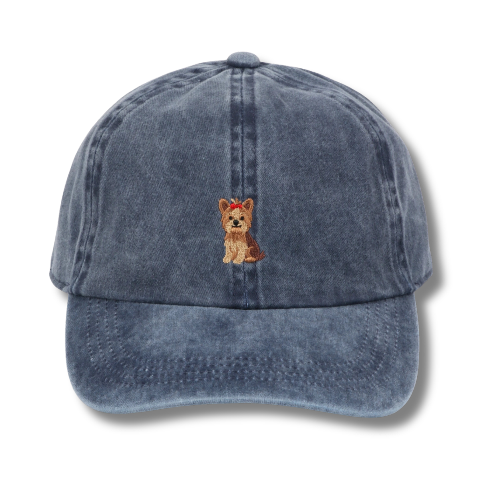 Yorkie Embroidered Navy Baseball Cap