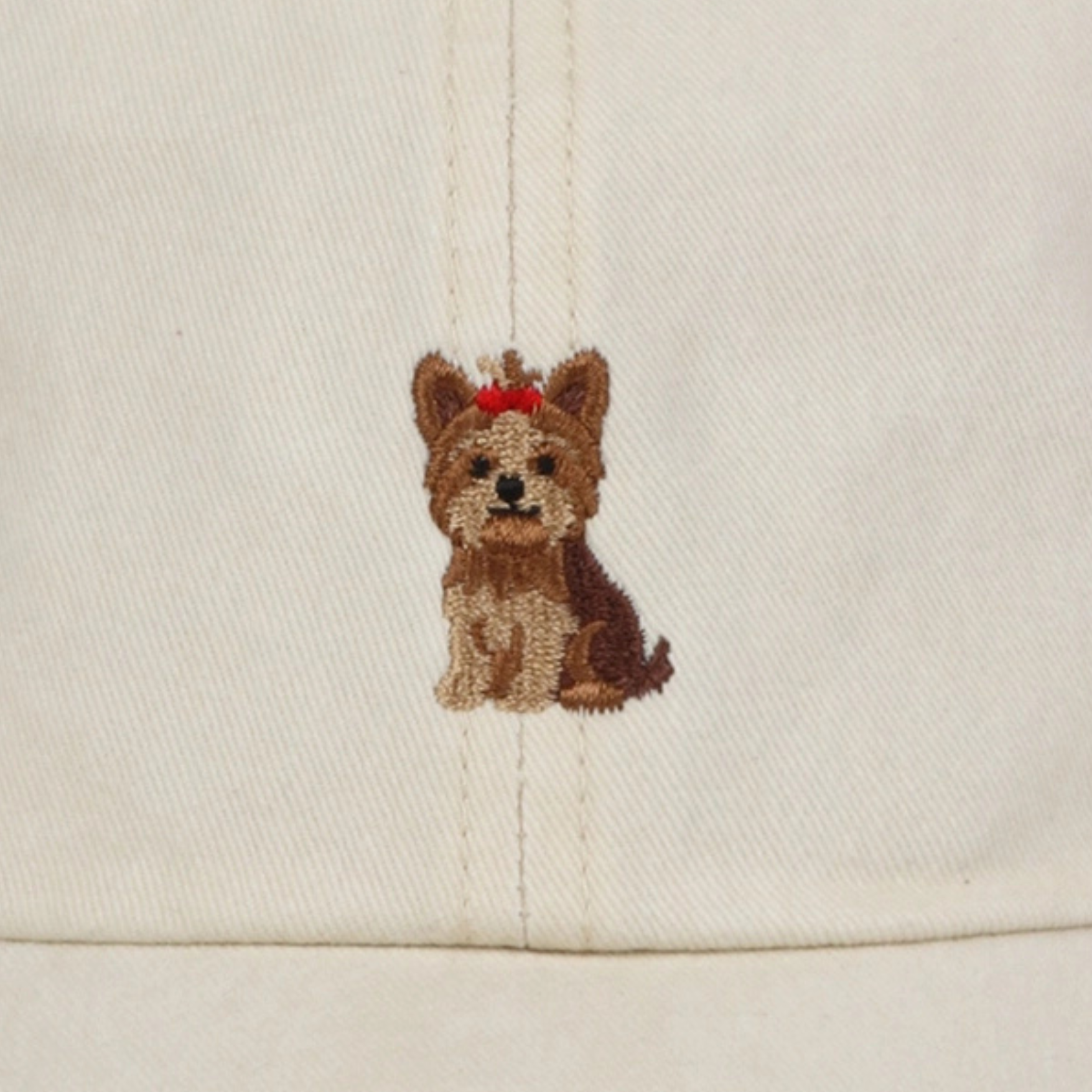 Yorkie Embroidered Beige Baseball Cap