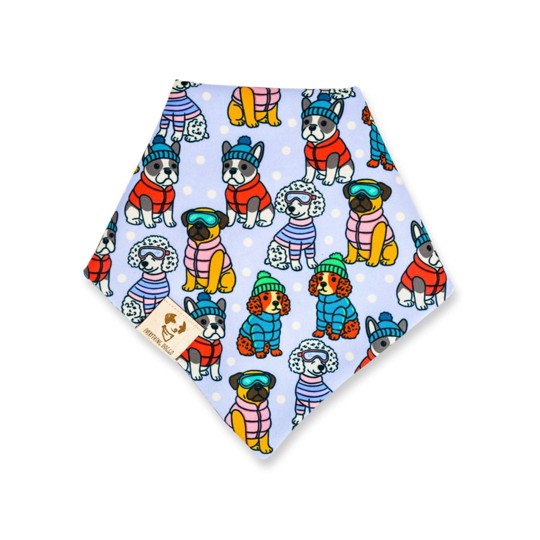 Winter Pups (Blue) - Bandana (Reversible)