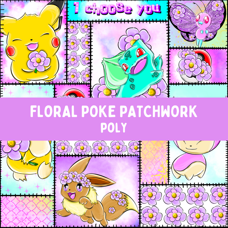 Floral Poké Patchwork - Classic Tie On Bandana