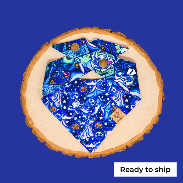 Blue Nightmare  - Bandana (Small Curved Snap On)