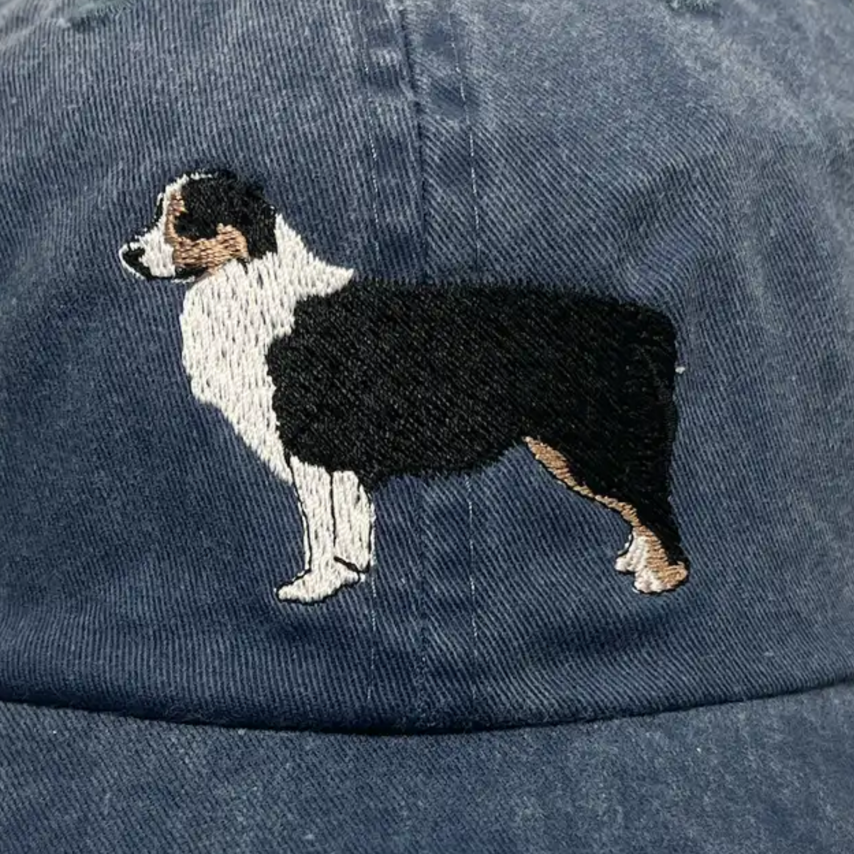 Black Tri Australian Shepherd Embroidered Denim Baseball Cap