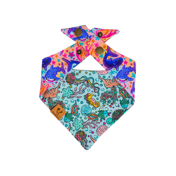 Under The Sea x Floral Sea - Curved Snap On Bandana
