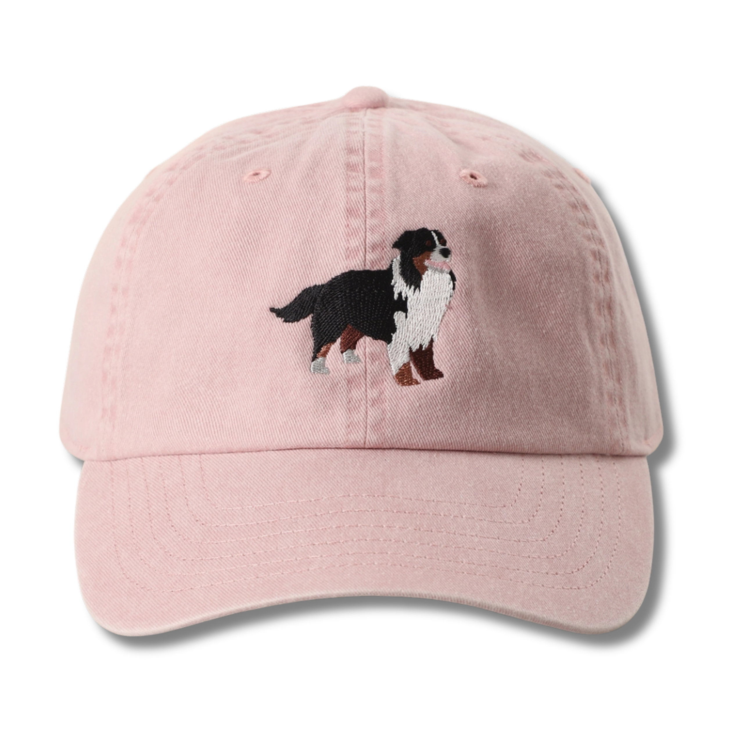 Bernese Mountain Dog Embroidered Pink Cotton Baseball Cap