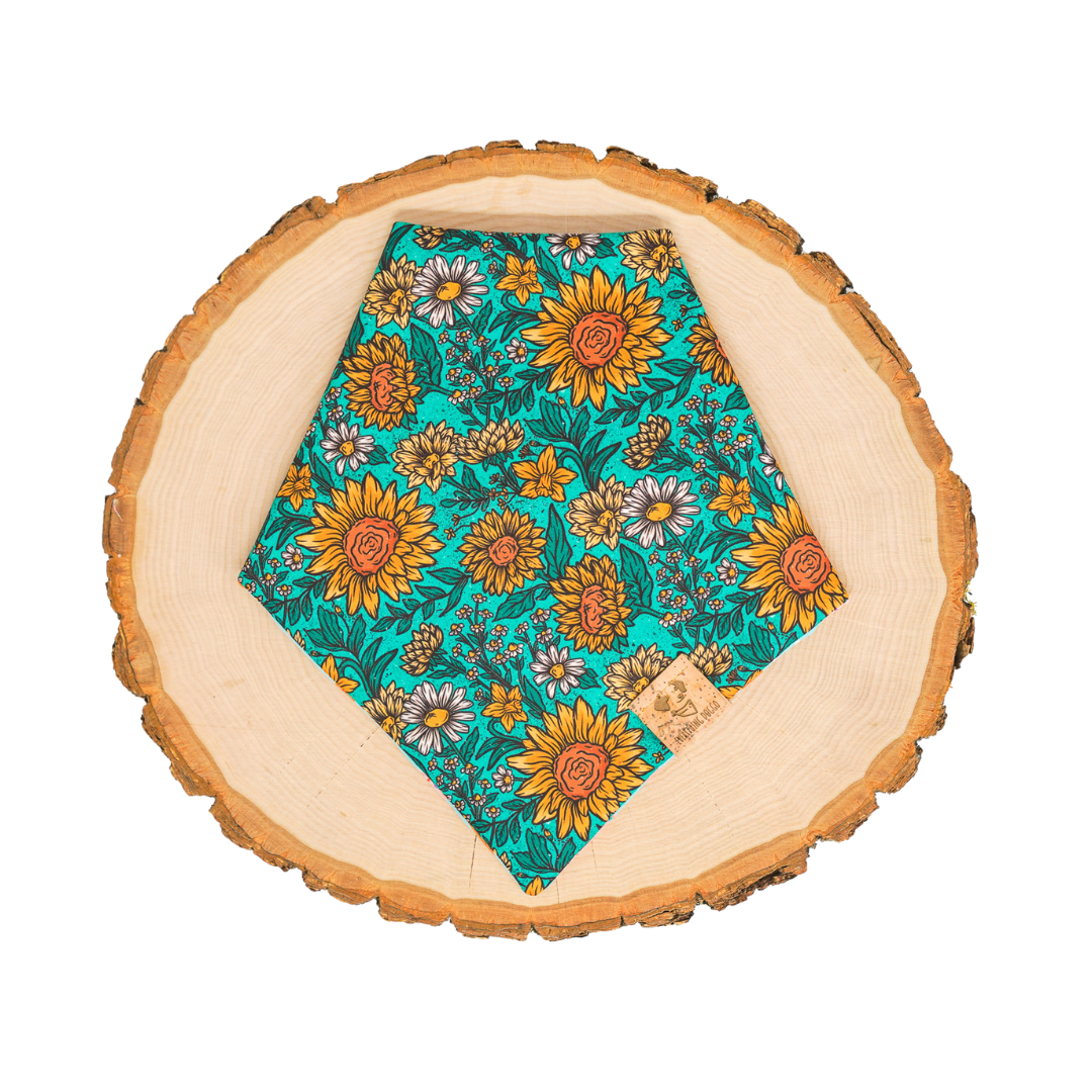Teal Sunflowers - Bandana