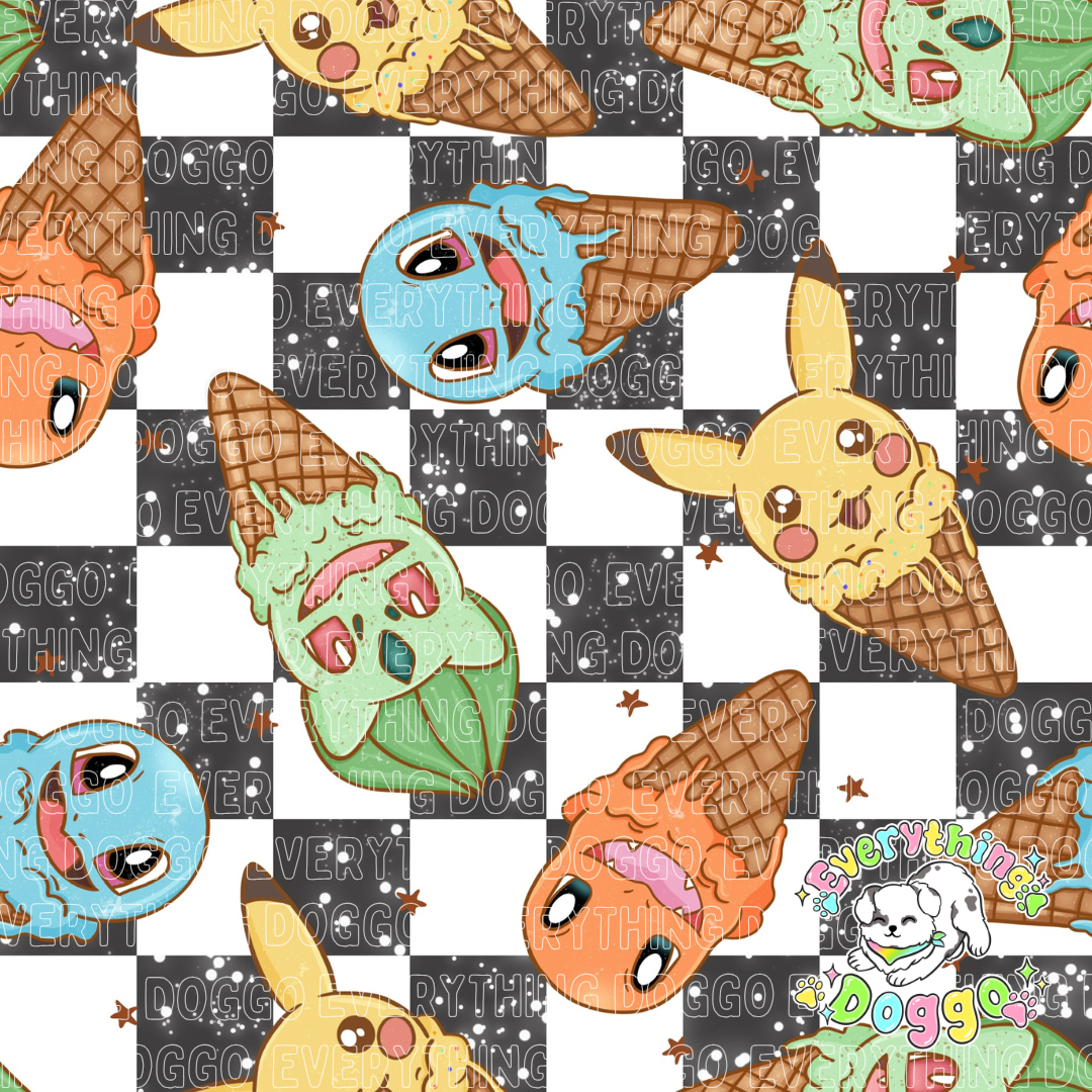 Poke Cones (Black and White Checks) - Bandana