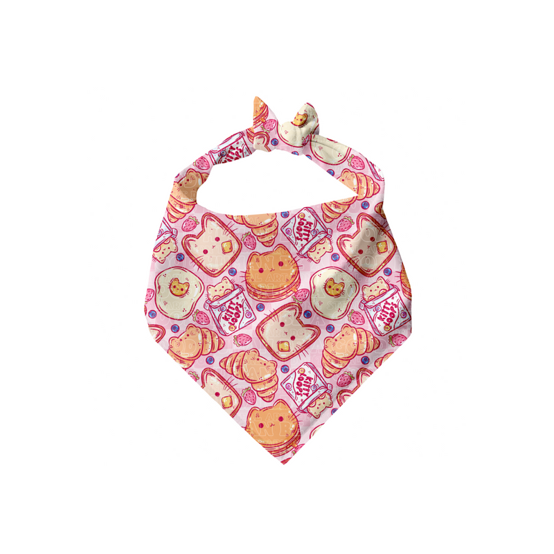 Kitty Breakfast (Pink Checkers) - Bandana