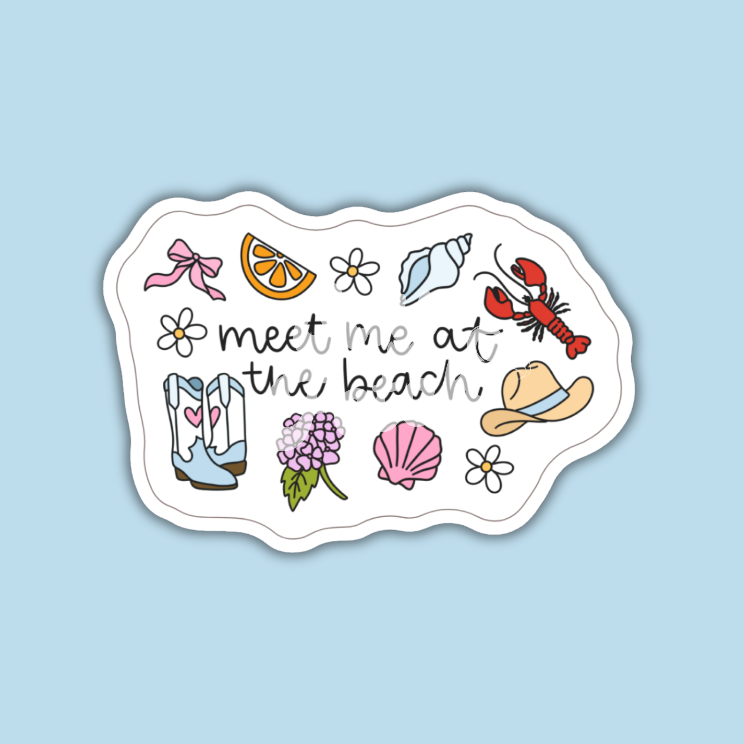 Meet Me at the Beach - Water-Resistant Sticker
