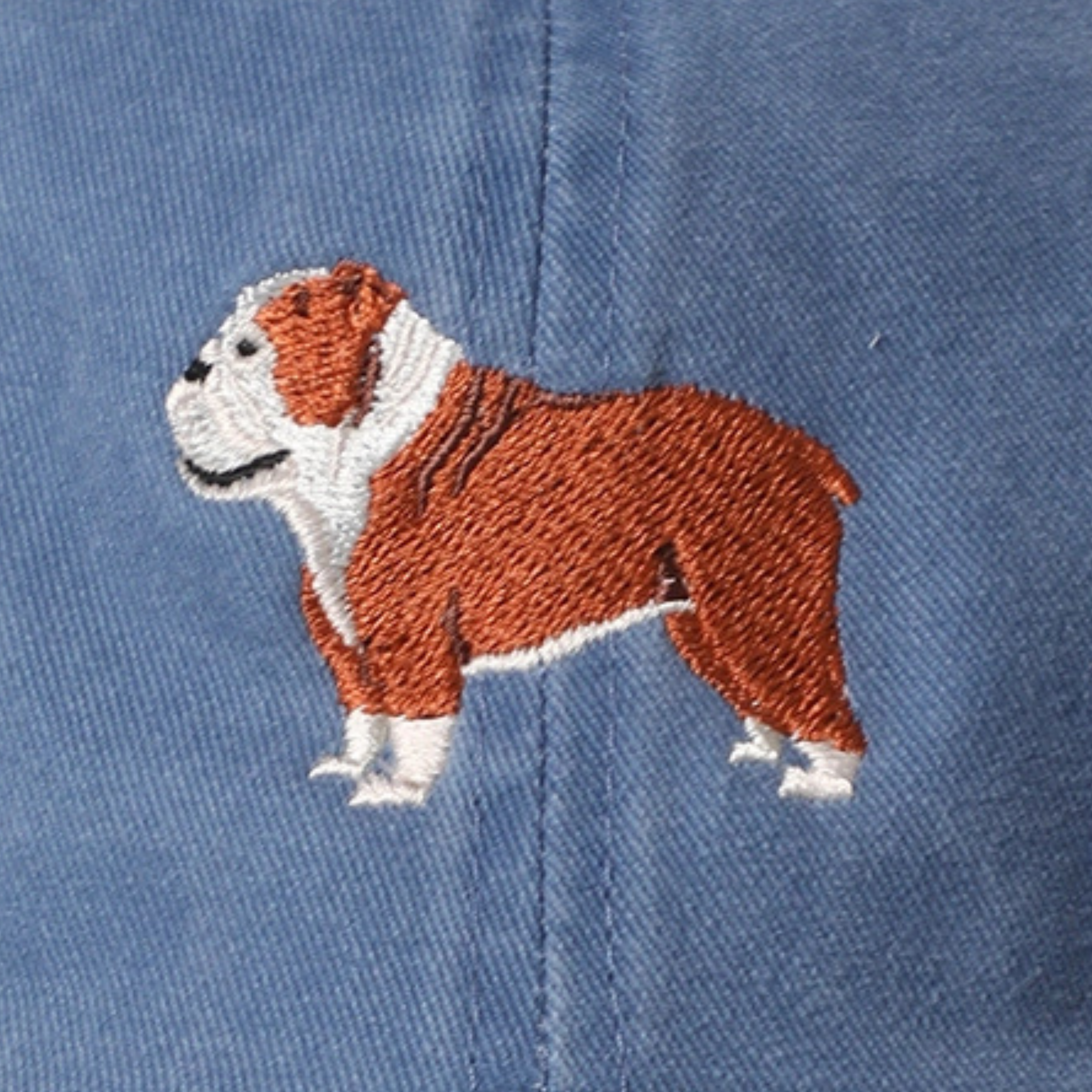 English Bulldog Embroidered Blue Cotton Baseball Cap