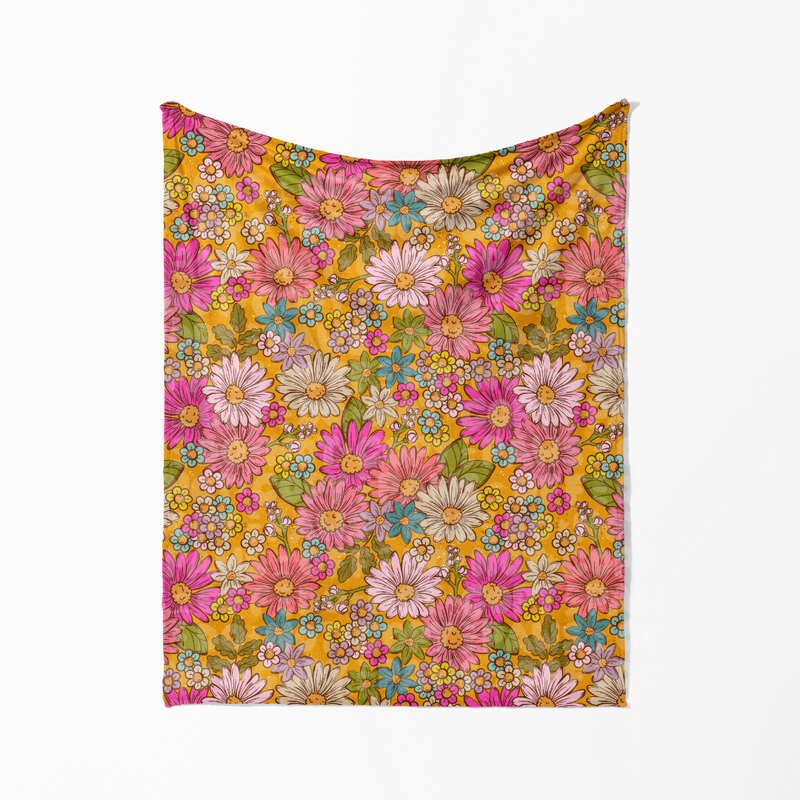 Vibrant Yellow Spring - Minky Blanket